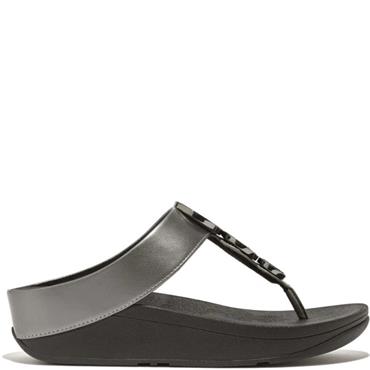 FIT FLOP WOMENS WEDGE STRAP SANDAL - PEWTER METALLIC